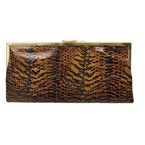 Hobo International Large Brown Reptile Leather Print Clutch, Handbag